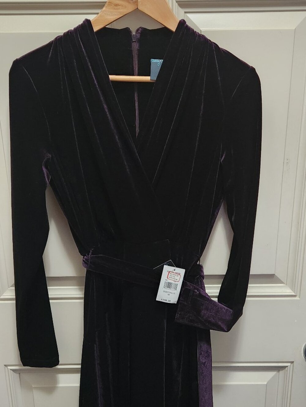 Gabby Skye Crushed Velvet Dress in Plum